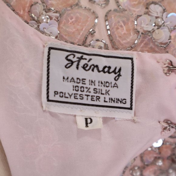 Vtg Stenay NWOT Pink Sequin Beaded Rhinestone Party Cocktail Wedding Dress S - Picture 13 of 13
